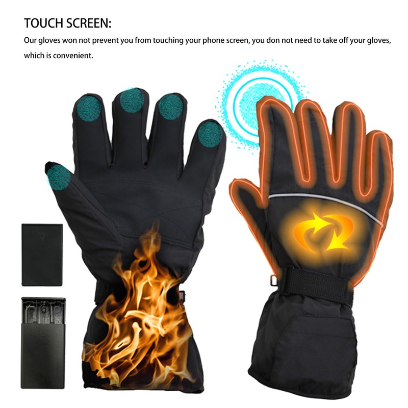 Electric Heated Gloves Touch Screen Waterproof Breathable Adjustable Warm Thermal
