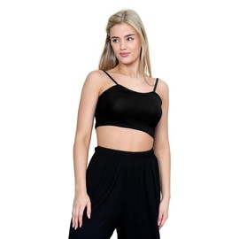 janisramone® Women's Cami Top - Lightweight Summer Camisole Tops for Women, Thin Strappy Women's Vests - Ideal for Sports, Gym & Going Out Tops for Women UK Black