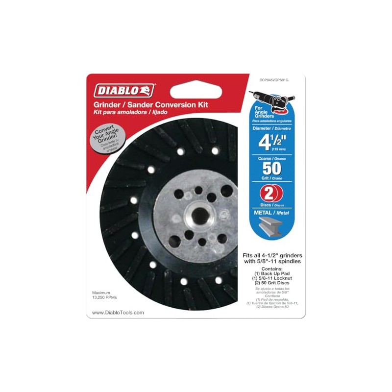 Diablo Grinder to Sander Conversion Kit - Includes Back-Up Pad