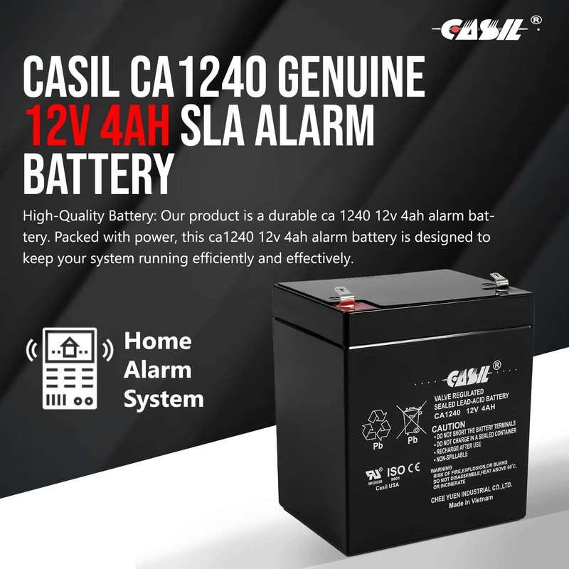 Casil CA-1240 12V 4AH Alarm System Battery Back Up Vista
