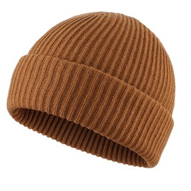Home Prefer Rib Knit Beanie Hat for Men and Women (US, Alpha, One Size, Camel)