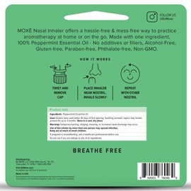MOXE MOX Peppermint Essential Oil Nasal Inhaler, Therapeutic No-Mess Aromatherapy, Cooling, Refreshing, Invigorating, Uplifts Mood and Positivity, Pure and Undiluted, Made in USA (3 Pack)`