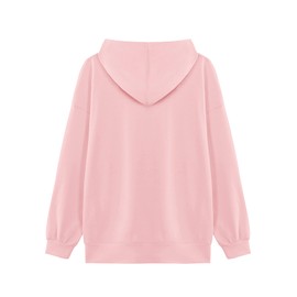 LilyCoco Women Cute Hoodies Plain Workout Lightweight Side Slit Sweatshirt Pink Large