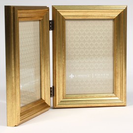 Lawrence Frames 4x6 Hinged Double Sutter Burnished Gold Picture Frame