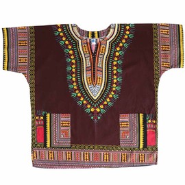 Marble Market Short Sleeve Dashiki Cut and Sewn, Native Ethnic Asian Women's, Men's, Unisex, Adult, Men and Women, 7. brown