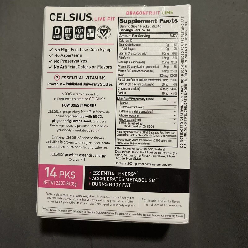 Celsius, Inc. CELSIUS On-The-Go Essential Energy Powder Packs, Dragonfruit Lime