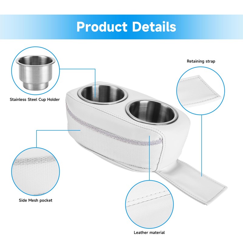 Pontoon Cup Holder, Double Drink Holder for Boat, Stainless Steel
