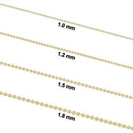 Kooljewelry Yellow Gold Over Sterling Silver Bead Ball Chain Necklace (1.2 mm, 22 inch)