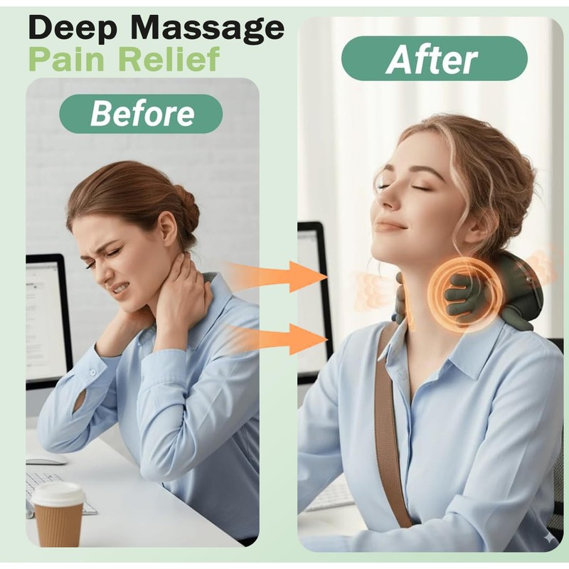 Huprh Neck Massager with Heat, 2026 New Electric Shiatsu Neck