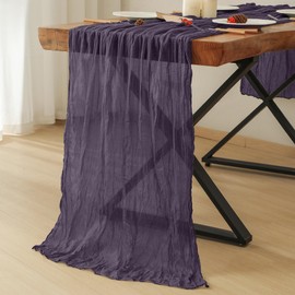Leetaltree 2 Pack Purple Cheesecloth Table Runner, 35x120 Inch Boho Rustic Cheese Cloth Table Runner, Decorative Table Runners for Bridal Baby Shower Decorations or Wedding Table Decorations
