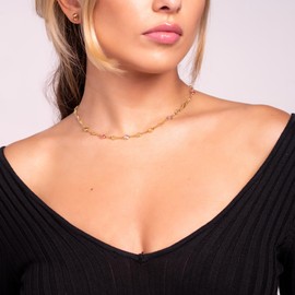 Barzel 18K Gold Plated Multicolor Flower Necklace for Women - Made In Brazil (24 Inches)