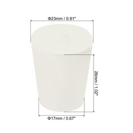 sourcing map Rubber Tapered Plug 17mm to 23mm Solid Test Tubes Bungs Stopper White for Lab Home 10 Pieces
