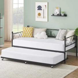 Unbranded Twin Daybed with Pull Out Trundle Bed ,Modern Daybed Steel Slat Support Sofa Bed