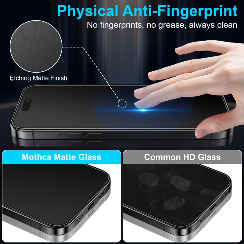Mothca 2 Pack Matte Glass Screen Protector for iPhone 17