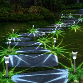 Eyrosa Solar Lights Outdoor, 15 Pack Waterproof Stainless Steel Solar Stake Lights for Pathway Garden Yard Path Walkway Driveway Lawn Patio Outside Decor, Cool White
