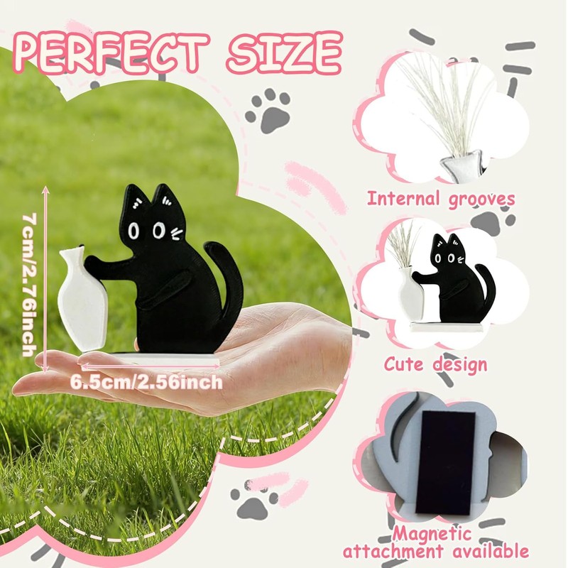 Wshxjzyay 2 Pack Cat Whisker Holder, Cute Black Cat Vase