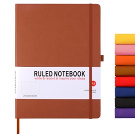 HIJYOO A4 Notebook, Notebook A4 Journal Notebook Hardcover Notepad with Bookmark Composition Notebooks, Pen Loop, and Elastic Closure, 8.3" X 11.18"，Brown