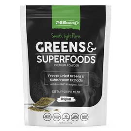 PEScience Greens & Superfoods Powder, Original Flavor, 30 Servings, Natural Chlorophyll with Turkey Tail Mushroom & Fruit Extracts Blend