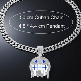 Miami Cuban chain Men & Women's 13MM Cuban Link Chain Necklace - Sterling Silver Gold Plated Cubic Zirconia Iced Out Hip Hop Jewelry (G43)