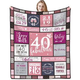 VivaJoy 40th Birthday Gifts For Women - 40th Birthday Gifts Throw Blanket 60"X50", Presents For Female 40th Birthday, 40th Birthday Gift Ideas For Her, Wife, Friend, Mum, Sister