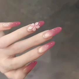 [ALLEVG]ネイルチップ 30枚入 ロング マグネットタイプ 3D彫刻付け爪 ラズベリーレッド グラデーション 春夏 人気 和風 かわいい シンプル おしゃれ 成人式 入学式 卒業式 結婚式 パーティー