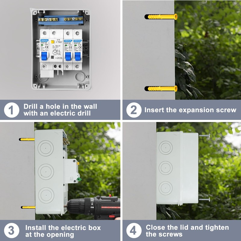 CHENGPI Surface-Mounted Fuse Box IP65, Surface-Mounted Distributor Small Distribution, Distribution