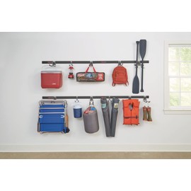 Rubbermaid 15-Piece FastTrack Garage Wall-Mounted Storage Kit, 4 Rails and 11 Hooks, for Home/House/Tool/Sports/Equipment/Utility Purposes