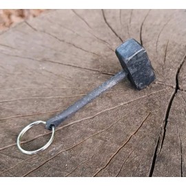 DailyCraftsmanship Hand Forged Thor's Hammer Keychain Keyring Pendant Charm Mjolnir Viking Hammer