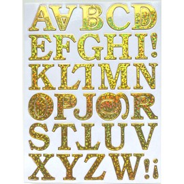 Letter ABC Sticker Number Gold 1 sheet 135 mm x 100 mm 20 mm High Stickers Crafts Children Party Metallic Look