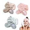 SGERUFZ Pack of 3 Face Wash Headbands, Coral Fleece Elastic Makeup Headband (Green, Pink, Light Beige)