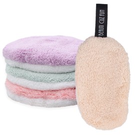 Pack of 4 make-up pads, washable make-up cotton pads, reusable make-up wipes, cotton pads, soft make-up pads, for all skin types (4 colours)
