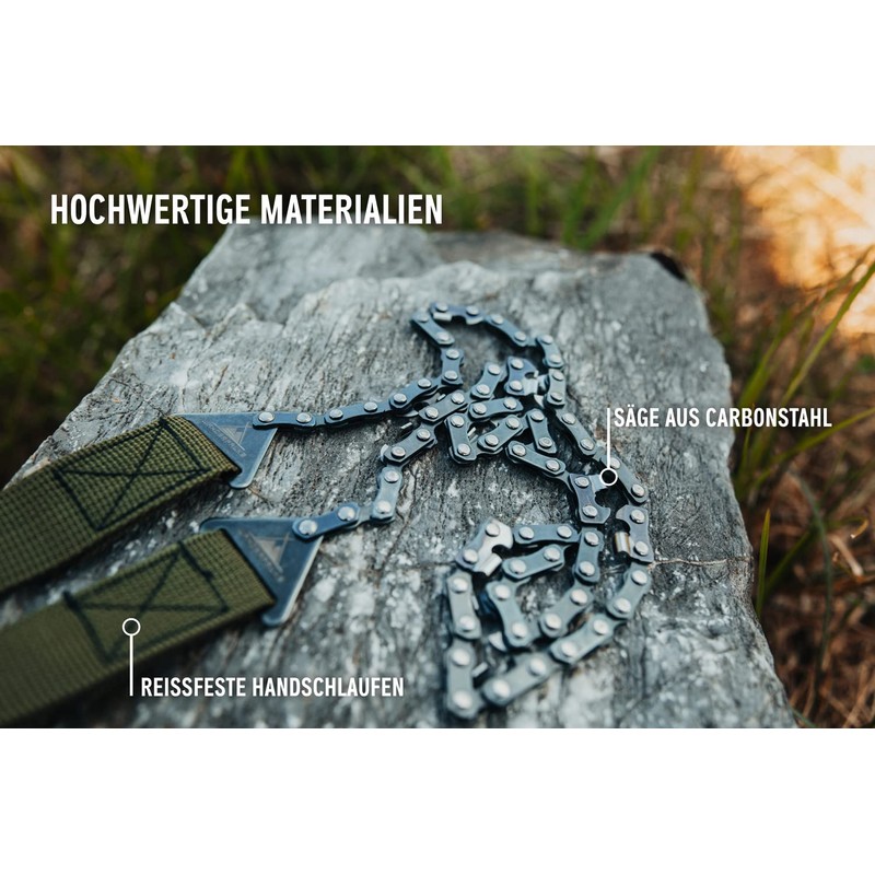 WANDERFALKE® Survival Carbon Steel Hand Chainsaw with Belt Bag for