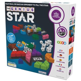 The Happy Puzzle Company The Genius Star | Toy of The Year Award Winning Family Board Game | 165,888 Possible Puzzles | Filling in Colored Shapes | Blockers to Complete A Star | Golden Star Twist