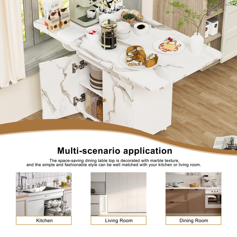 Mcltopz 47.24" Kitchen Island with Storage Rack and Cabinet, White