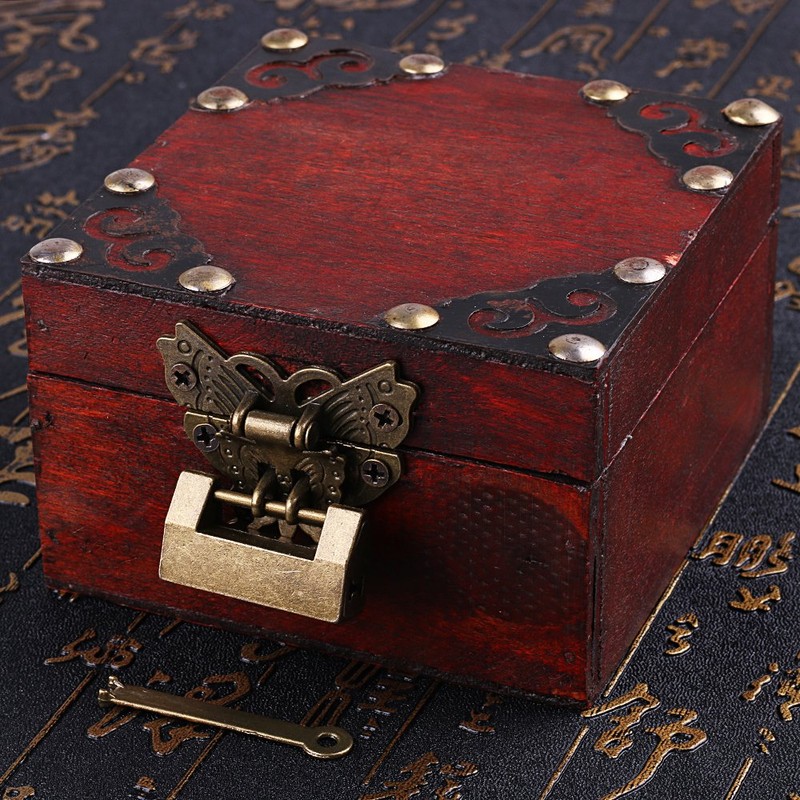 Antique Chinese Locks with Key & Latch Hasp Set, Vintage