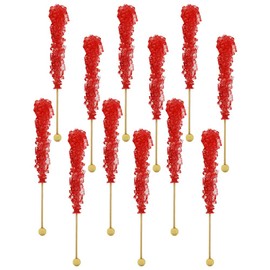 Rock Candy Lollipops Pops Candy Suckers, Color and Flavor Assortment, Individually Wrapped, 6.5" (Strawberry, 12-Pack)