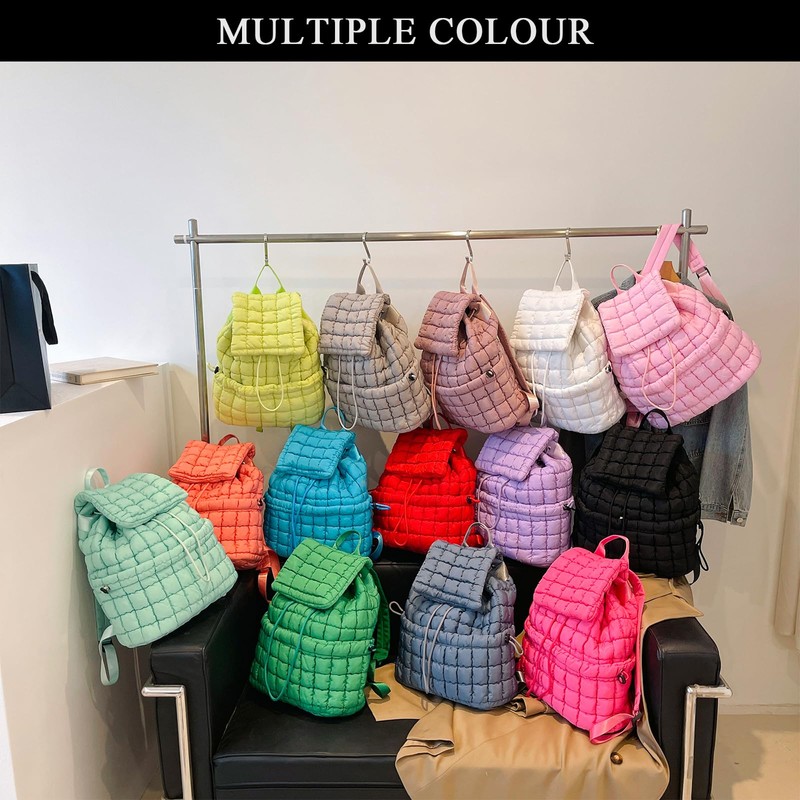 Extolove Quilted Backpack for Women, Trendy Puffer Backpack Drawstring Backpack