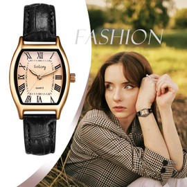 Avaner Women's Square Watch, Leather Strap Quartz Wristwatch, Ladies Dress Wrist Watch, Elegant Slim Leather Watches
