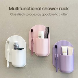 Silicone Toothbrush and Razor Holder, Reusable Shower Caddy with Suction Cup, Suitable for Wall or Mirror Use, Bathroom Storage for Toiletries, Toothbrushes and Razors Yellow-A