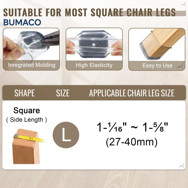 BUMACO Chair Leg Floor Protectors for Hardwood Floors Anti-Scratch 20