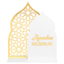 Paxrmuky Ramadan Eid Home Decoration Acrylic Table Sign for Ramadan Kareem Islamic Home Decor (White)