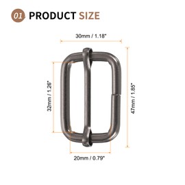 SUIKIHUM 10 Pack Metal Slide Buckle, 1 1/4 Inch Tri-Glides Buckle Strap Adjuster Rectangle Belt Buckle for Bag Purse Strap, Silver