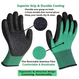 PROGANDA 3 Pairs Colourful Superior Grip Gardening Work Gloves Comfortable Breathable Durable for Garden Outdoor DIY Car Fishing Multi-Purpose