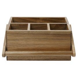 VaeFae VaeFae Acacia Silverware Caddy with Handle, Wooden Utensil Holder, Mulip-pose Organizer for Kitchen, Office, Bathroom, Bedroom