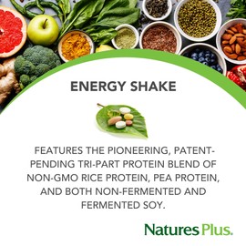 NaturesPlus Energy The Universal Protein Shake - 1.7 lbs - Flavor Neutral - Plant Based Meal Replacement, Vitamins, Minerals for Energy - Sugar-Free - Non-GMO, Vegetarian, Gluten-Free - 28 Servings