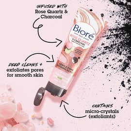 Biore Rose Quartz and Charcoal Gentle Pore Refining Face Scrub for Oily Skin, 110 ml (Pack of 1)