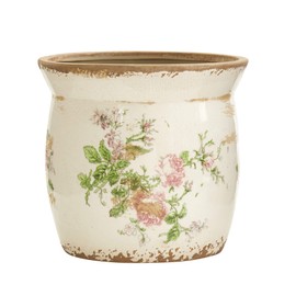 Nearly Natural 8in. Tuscan Ceramic Floral Print Planter
