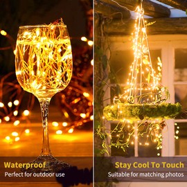 Minetom Fairy Lights Plug in, 40Ft 120 LED Waterproof Copper Wire Firefly Lights, with UL Adaptor, Starry String Lights for Wedding Indoor Outdoor Christmas Garden Decoration, Warm White(No Remote)
