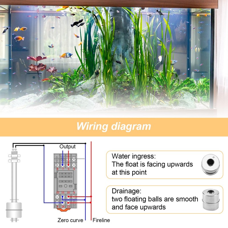Water Float Switch, Stainless Steel, 150 mm Vertical Water Level