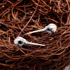 Paialco Hummingbird Long Billed Bird Stud Earrings 925 Sterling Siver Antique Style Gothic Ear Studs